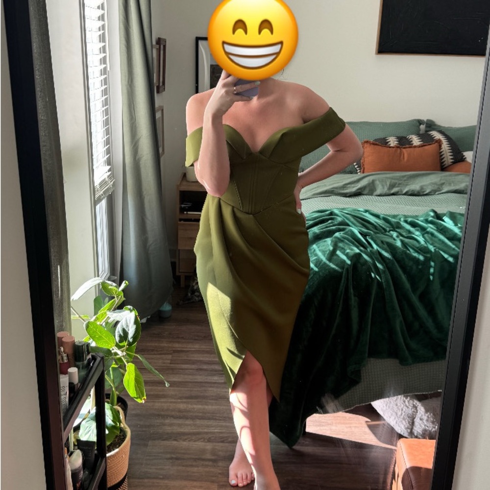 Olive Green Off-Shoulder Dress